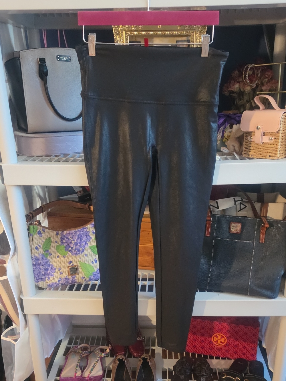 SPANX Black Faux Leather High-Rise Jeggings